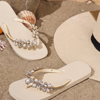 Savate beige strass blanc