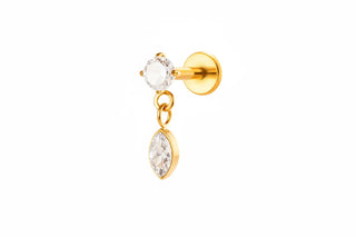 Piercing Double Strass Goutte - Titane