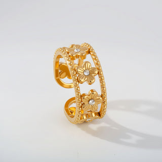 Bague fleurettes - acier