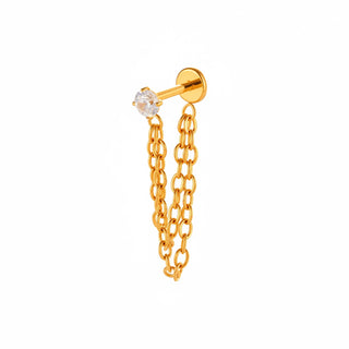 Piercing double chaînette Strass - Titane