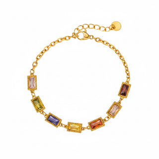 Bracelet strass carré multi  - acier