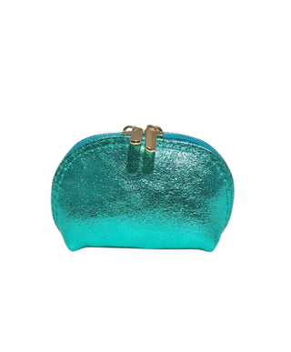 Porte monnaie cuir irisé turquoise