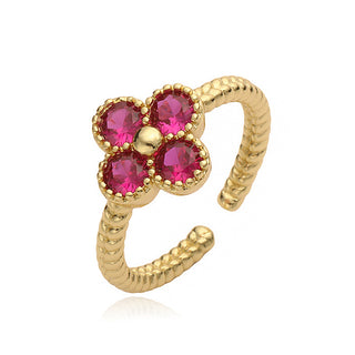Bague trèfle fuschia - acier