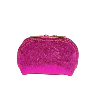 Porte monnaie cuir irisé rose