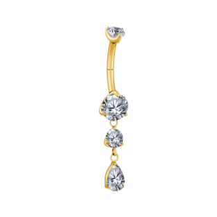 Piercing Triple Strass sertis - Titane