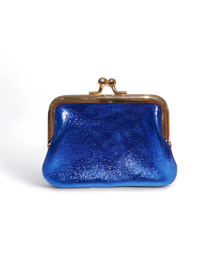 Porte monnaie cuir irisé bleu roi
