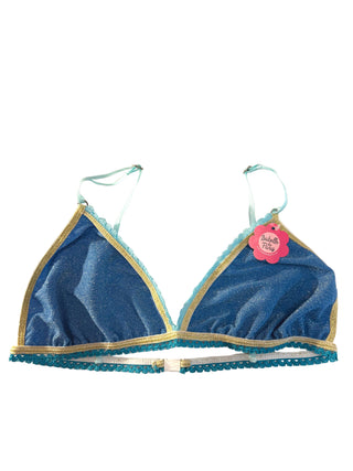 Haut de maillot de bain bleu à paillettes