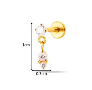 Piercing double strass dangle - Titane