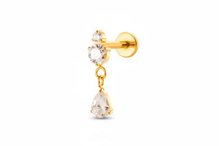 Piercing Triple Strass Dangle - Titane