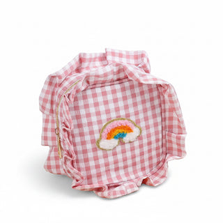 Pochette vichy rose arc en ciel