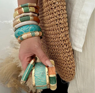 Bracelet Bambou Vert & nude