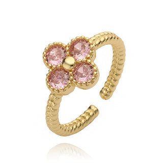 Bague trèfle rose - acier