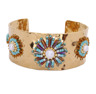 Manchette fleurs bleues
