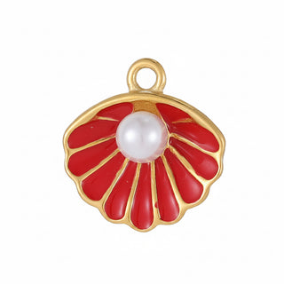 Charms coquillage rouge