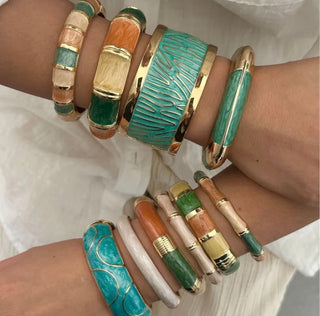 Bracelet Bambou Vert & nude