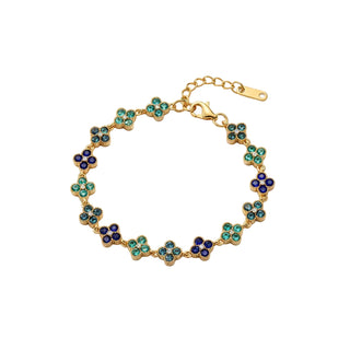 Bracelet trèfles bleu multi - acier