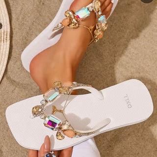 Savate blanche strass nacré
