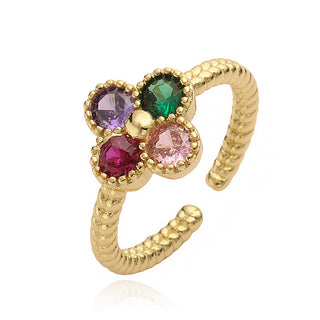 Bague trèfle multicolore - acier