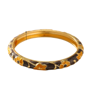 Bracelet noir fleurs jaune