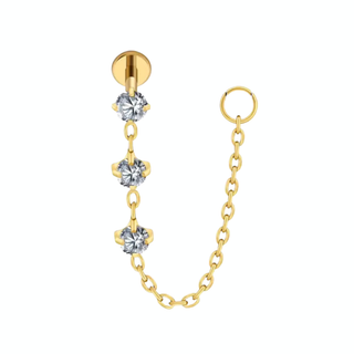Piercing chaînette triple strass - Titane