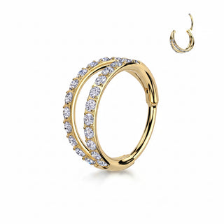 Piercing Double Anneau Strass face Narine  - Titane