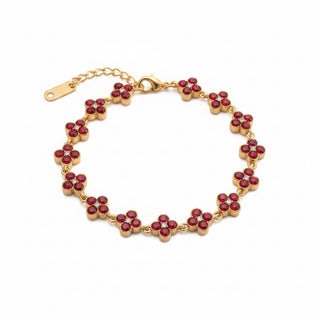 Bracelet trèfles rouge - acier