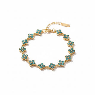 Bracelet trèfles turquoise - acier