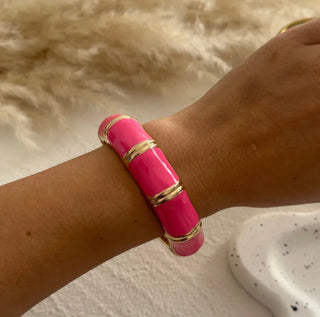 Bracelet bambou rose fluo