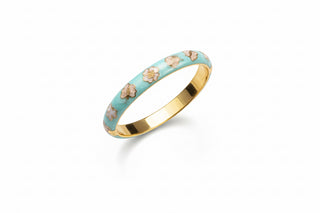 Bracelet bleu fleurs blanches
