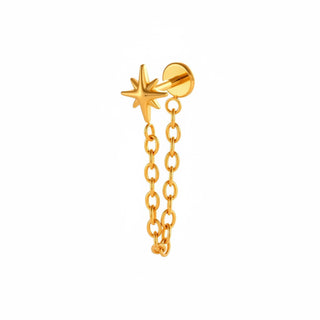 Piercing chaînette Étoile dorée - Titane
