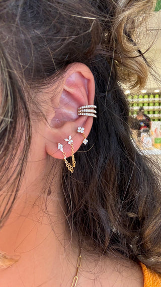 Piercing double chaînette Strass - Titane