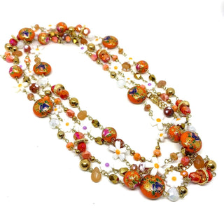Sautoir mille fleurs orange