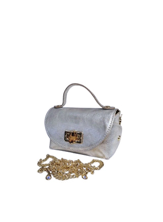 Sac en cuir argenté