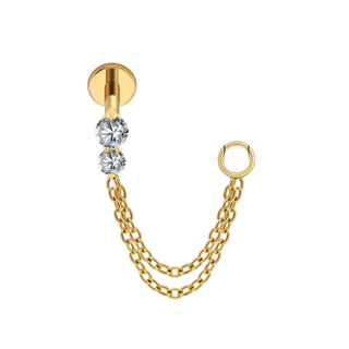 Piercing chaînette double strass - Titane