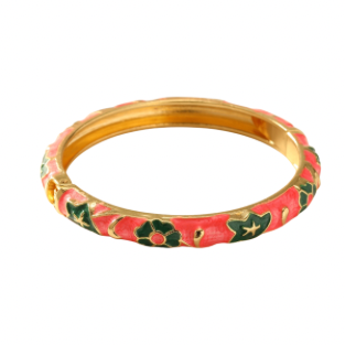 Bracelet rose fleurs vertes