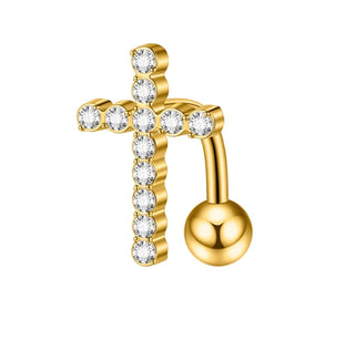 Piercing nombril flottant croix - Acier