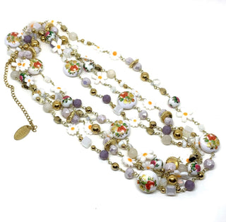 Sautoir mille fleurs blanc