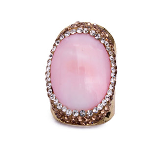 Bague rose nacré acier inoxydable