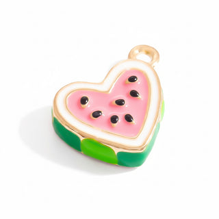 Charms pastèque cœur rose