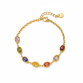 Bracelet strass rond multi  - acier