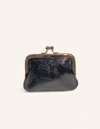Porte monnaie cuir irisé noir