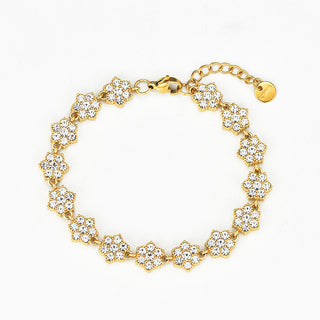 Bracelet fleurs strass - Acier