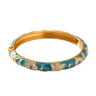 Bracelet bleu fleurs crème