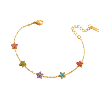 Bracelet fleurs Strass couleurs - Acier