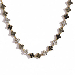 Collier fleurs multi noir - acier