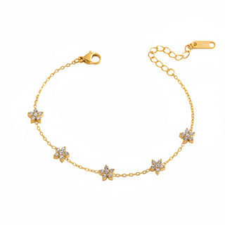 Bracelet fleurs Strass - Acier