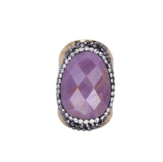 Bague améthyste acier inoxydable