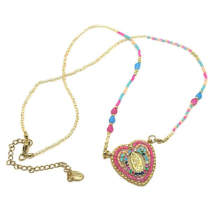 Collier ex-voto Vierge rose