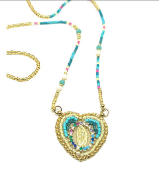 Collier ex-voto Vierge turquoise