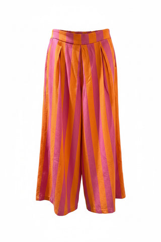 Pantalon rayures orange et rose